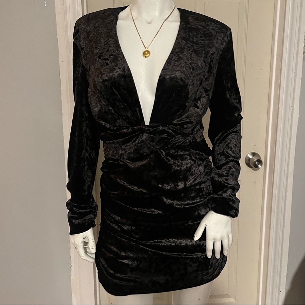 Jaguar Black sexy velour dress 💣🖤📞 zara, large